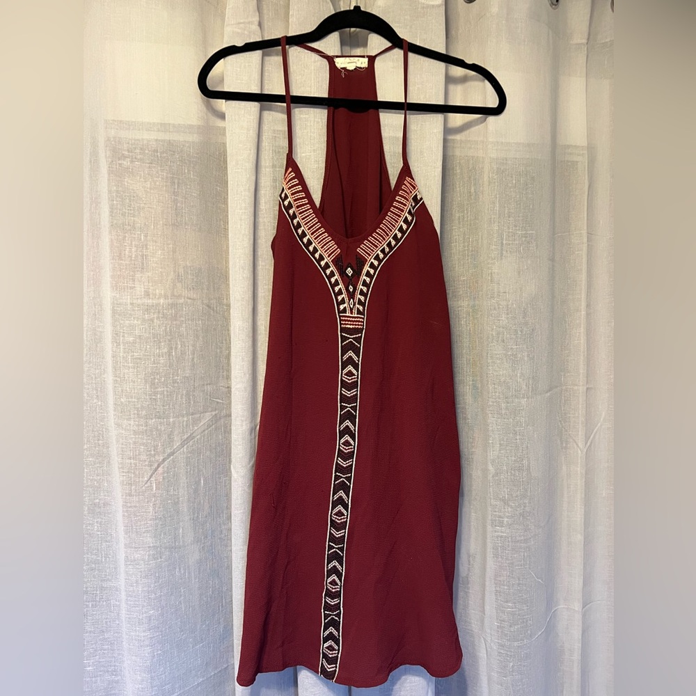Red Burgundy Tribal Detail Racerback Dress
